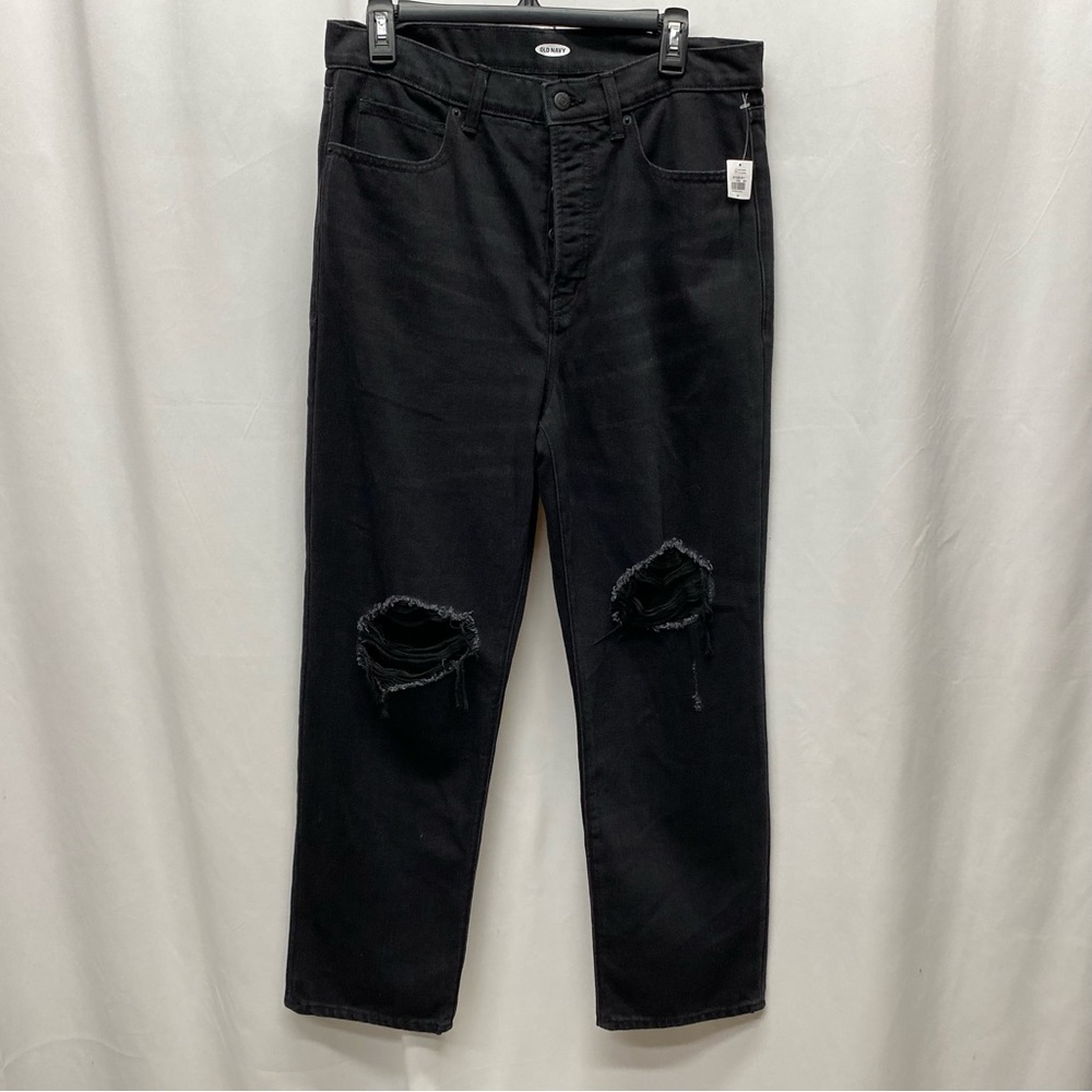 Old Navy womens 12 extra high rise Haley boyfriend button fly black jeans pants